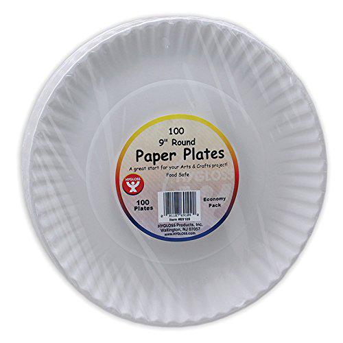 White Paper Plates, 9-Inch, 100 Per Pack, 6 Packs. Picture 1
