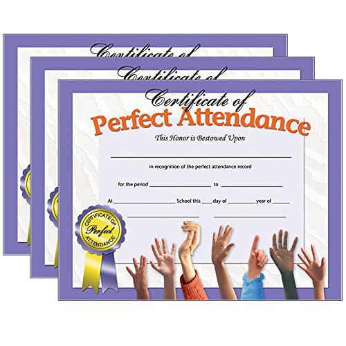 Certificate of Perfect Attendance, 30 Per Pack, 3 Packs. Picture 1