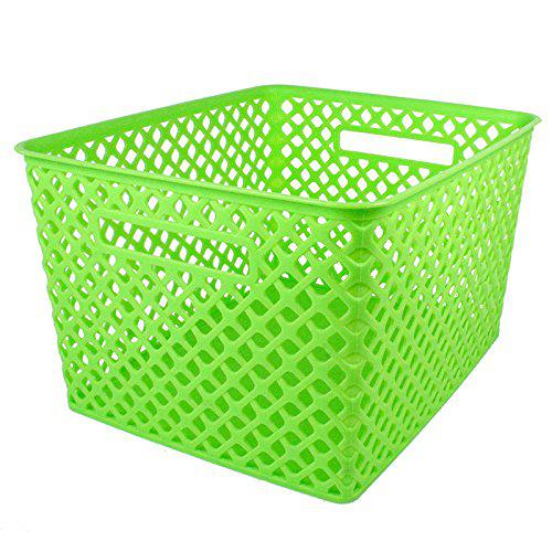 Woven Basket, Large, Lime, Pack of 2. Picture 1
