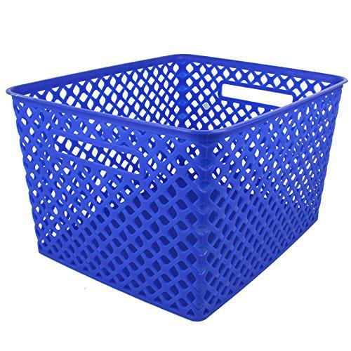 Woven Basket, Large, Blue, Pack of 2. Picture 1