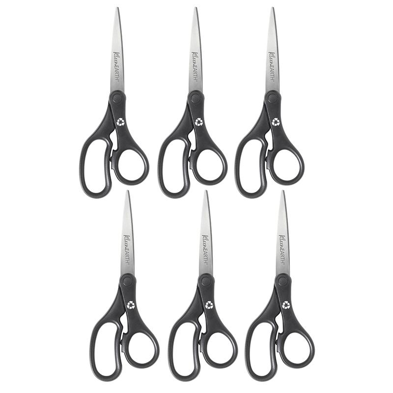 KleenEarth Basic 8" Scissors, Straight, Pack of 6. Picture 1