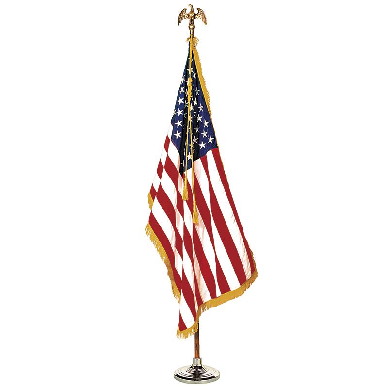 COMPLETE MOUNTED US FLAG SET 3X5 8 FT POLE. Picture 1