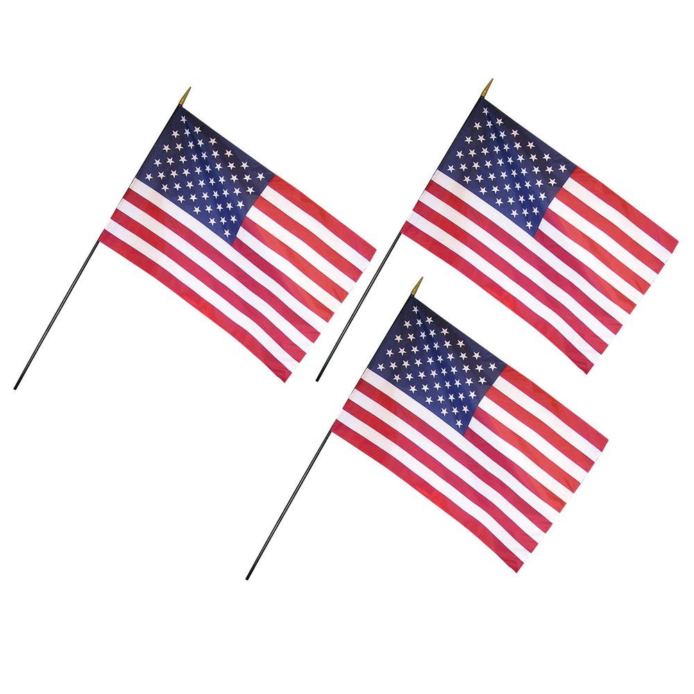 U.S. Classroom Flag with Staff, 12" x 18", Pack of 3. Picture 1