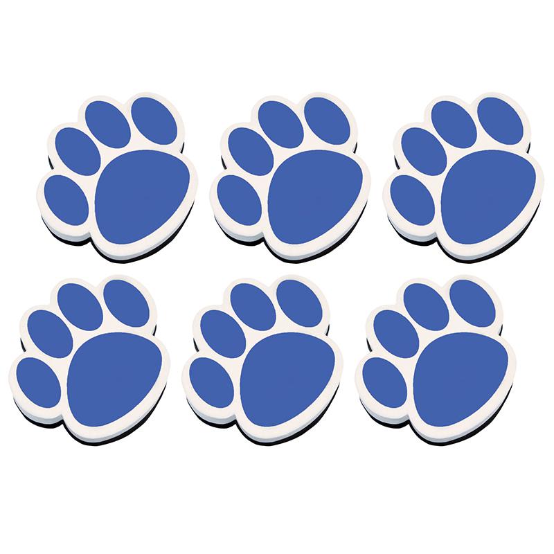 Magnetic Whiteboard Eraser, Blue Paw, Pack of 6. Picture 1