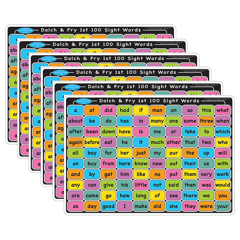 Smart Poly Learning Mat, Double-Sided, Sight Words 1st & 2nd 100, Pack of 6. Picture 1