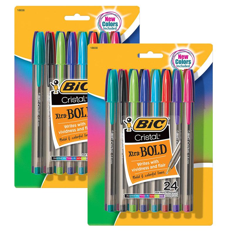 Cristal Xtra Bold Fashion Ballpoint Pen, Medium Point, 24 Per Pack, 2 Packs. Picture 1