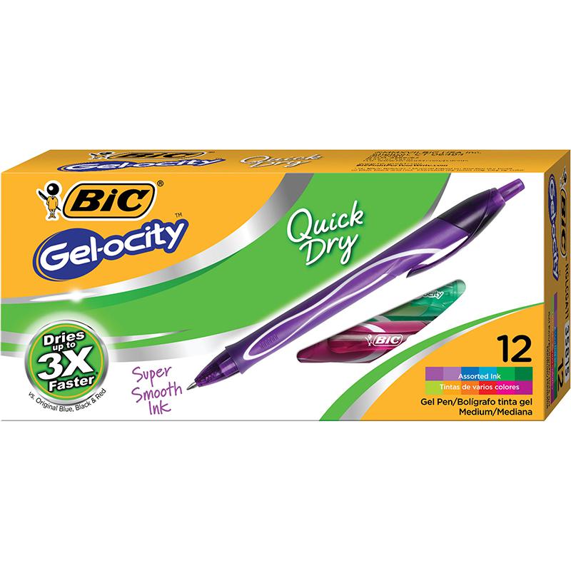 Gel-ocity Quick Dry Retractable Gel Pens, Assorted Fashion Colors, Pack of 12. Picture 1