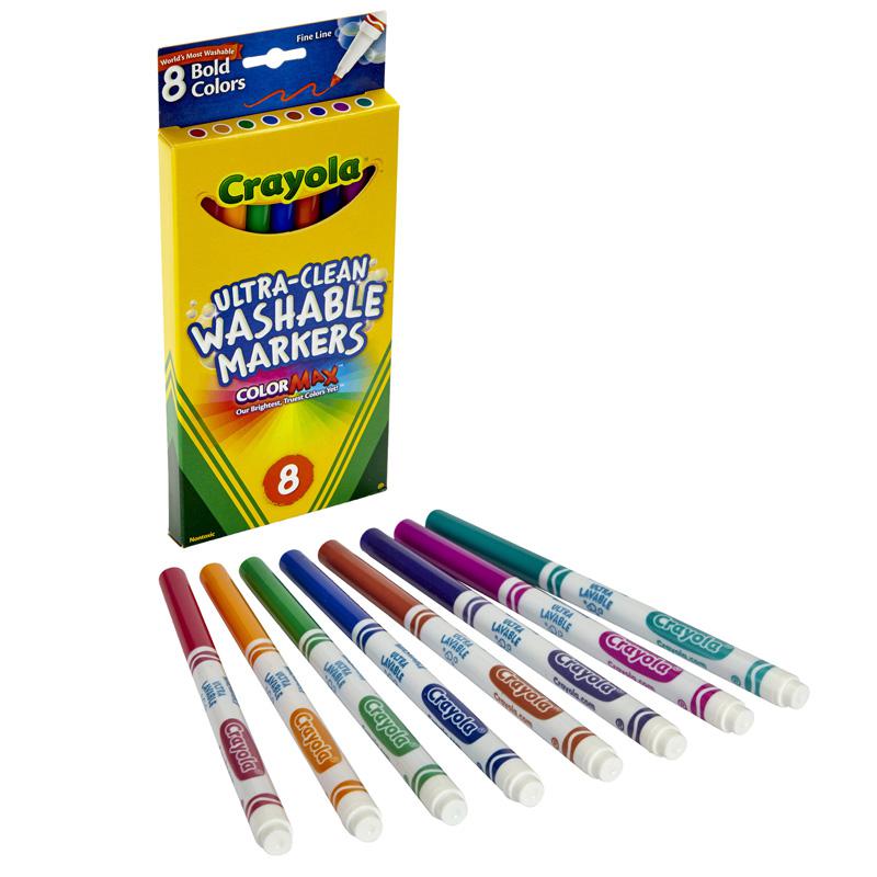 CRAYOLA WASHABLE MARKERS 8CT BOLD COLORS FINE TIP