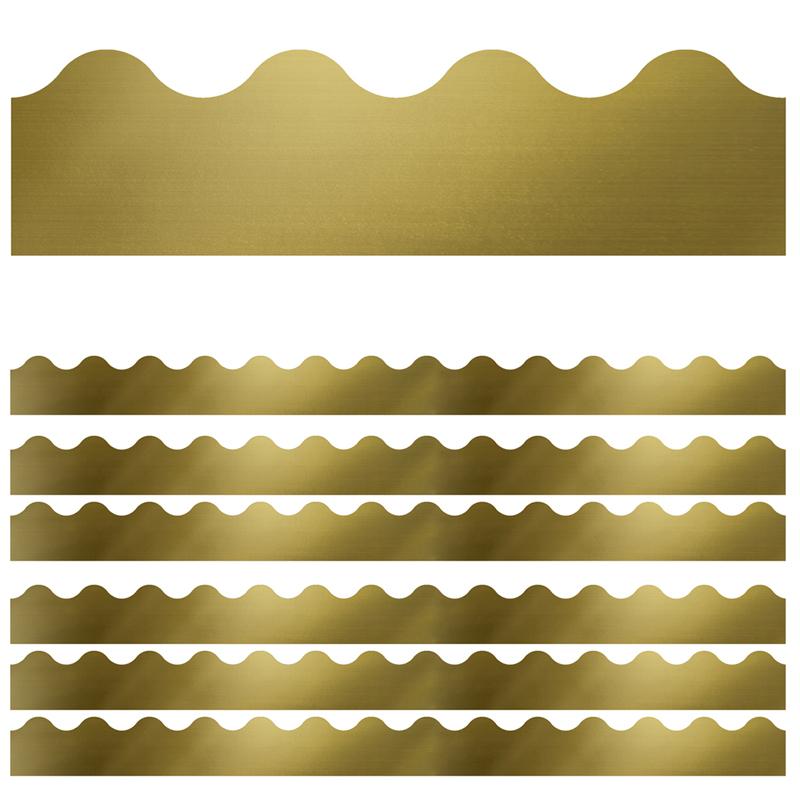 Sparkle + Shine Gold Foil Scalloped Border, 39 Feet Per Pack, 6 Packs. Picture 1