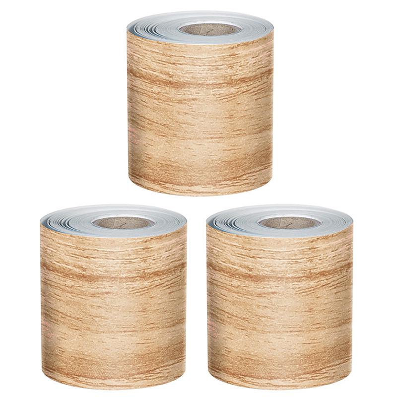 Grow Together Light Wood Grain Rolled Straight Borders 65 Ft Per Roll, Pack of 3. Picture 1