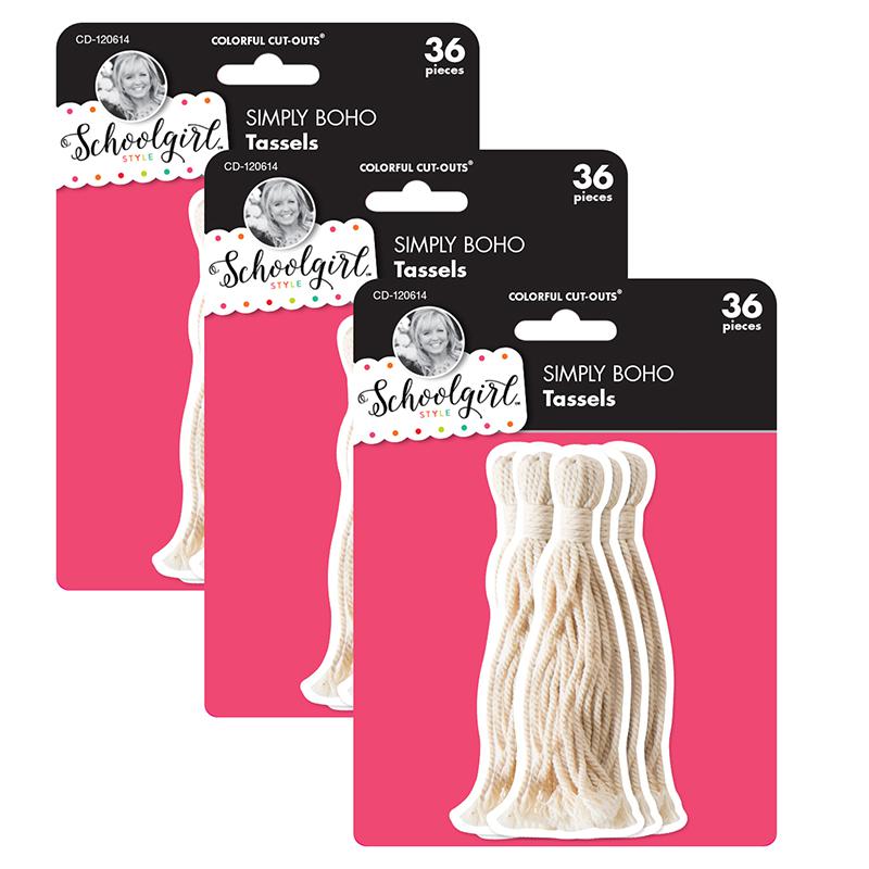 Simply Boho Tassels Cut-Outs, 36 Per Pack, 3 Packs. The main picture.