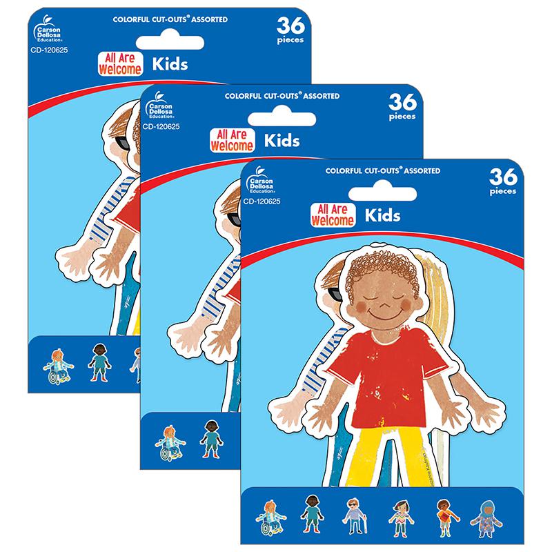 All Are Welcome Kids Cut-Outs, 36 Per Pack, 3 Packs. The main picture.
