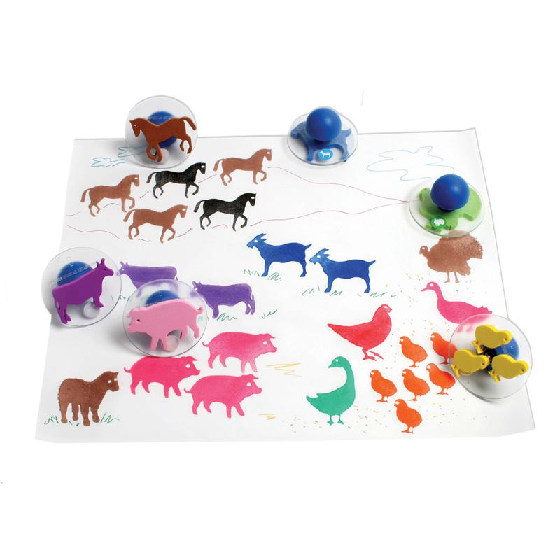 Ready2Learn Giant 10Pk Farm Animals, Stamps. Picture 1