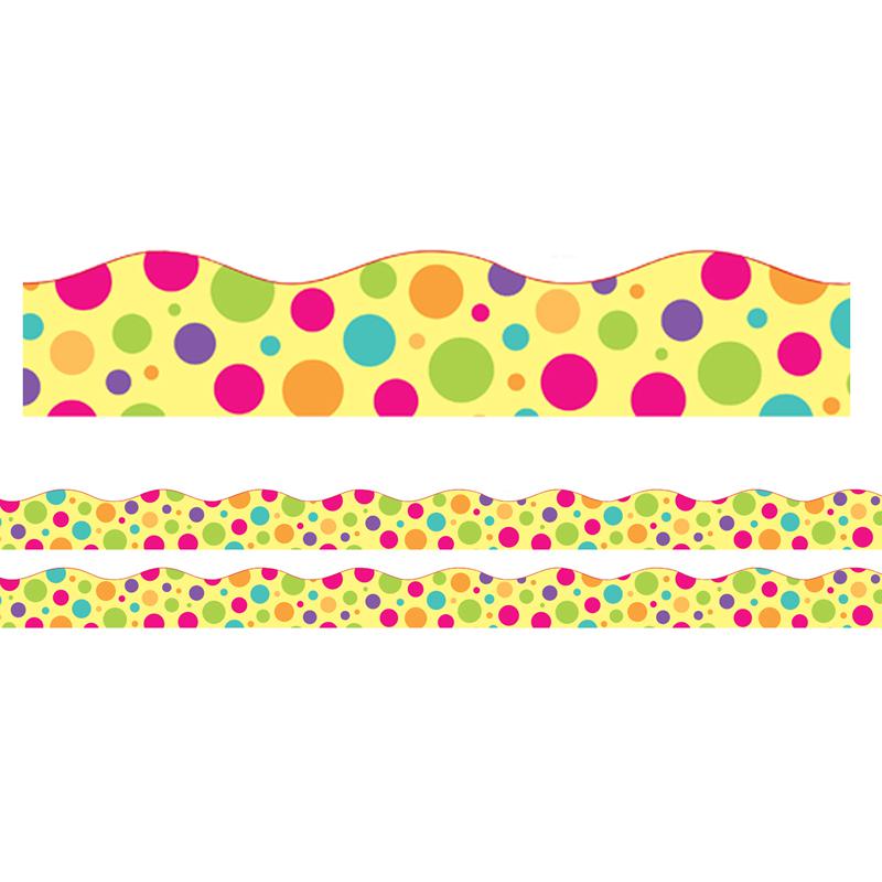 Borders/Trims, Magnetic, Scallop Cut, Colorful Dot Theme, 24' per Pack, 2 Packs. Picture 1