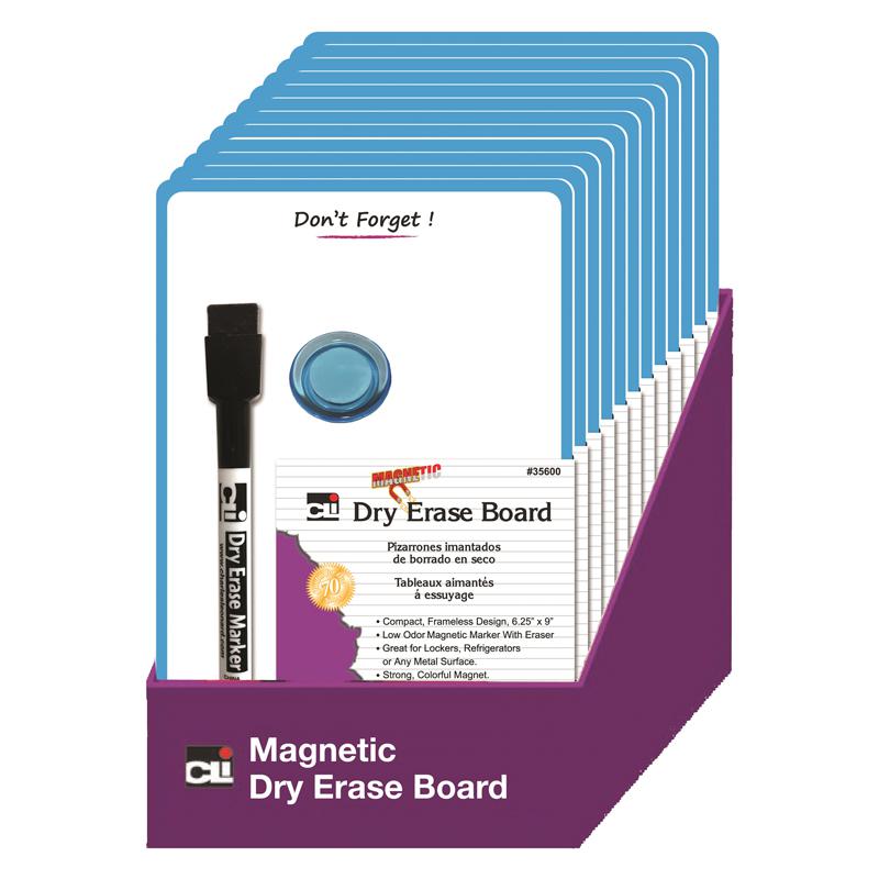 Mini Magnetic Dry Erase Board 12/St, Blue Frame. Picture 1