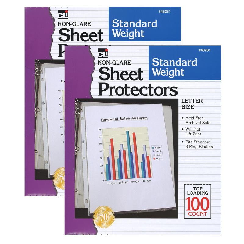 Sheet Protectors, Standard Weight, Letter Size, Non-Glare, 100 Per Box, 2 Boxes. Picture 1