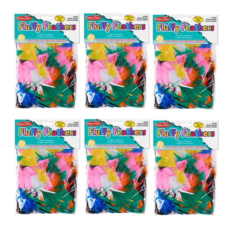Bright Hues Fluffy Turkey Feathers, 1 oz Per Pack, 6 Packs. Picture 1
