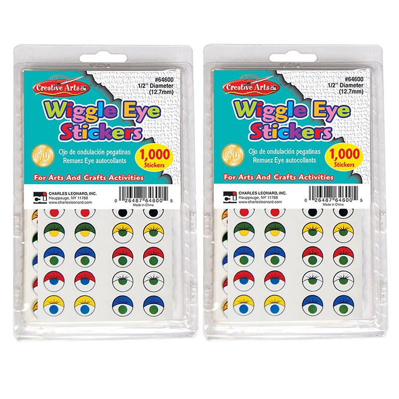 Creative Arts Wiggle Eyes Stickers, Assorted Colors, 1000 Per Pack, 2 Packs. Picture 1