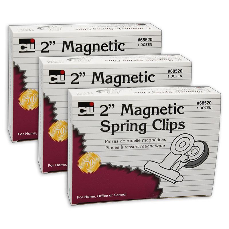 Magnetic Spring Clips, 2", 12 Per Box, 3 Boxes. Picture 1
