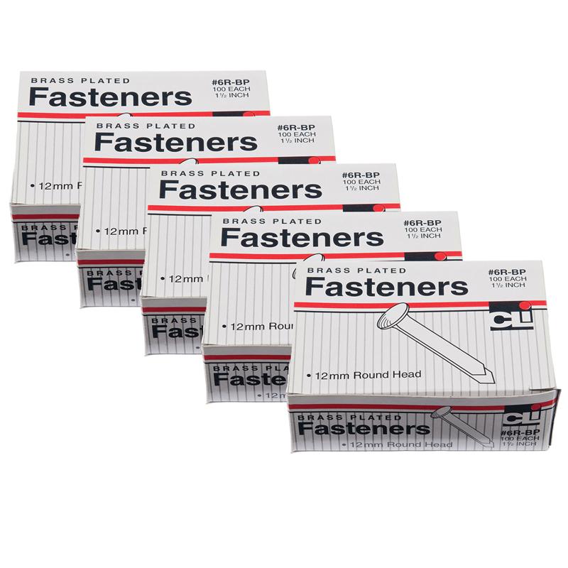 Brass Paper Fasteners 1.5", 100 Per Pack, 5 Packs. Picture 1