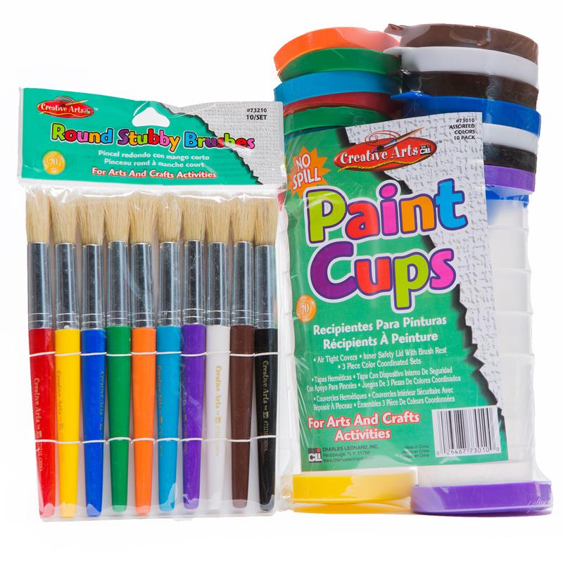 Stubby Brushes And Paint Cup 10/St. Picture 1