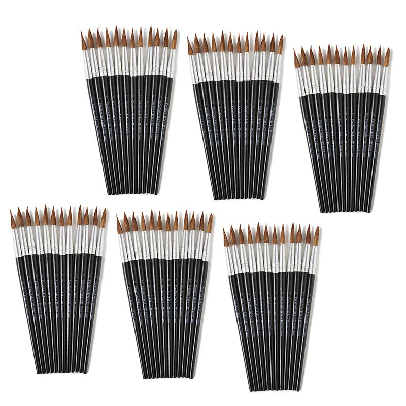 Water Color Paint Brushes with Round Pointed Tip, 12 Per Pack, 6 Packs. Picture 1