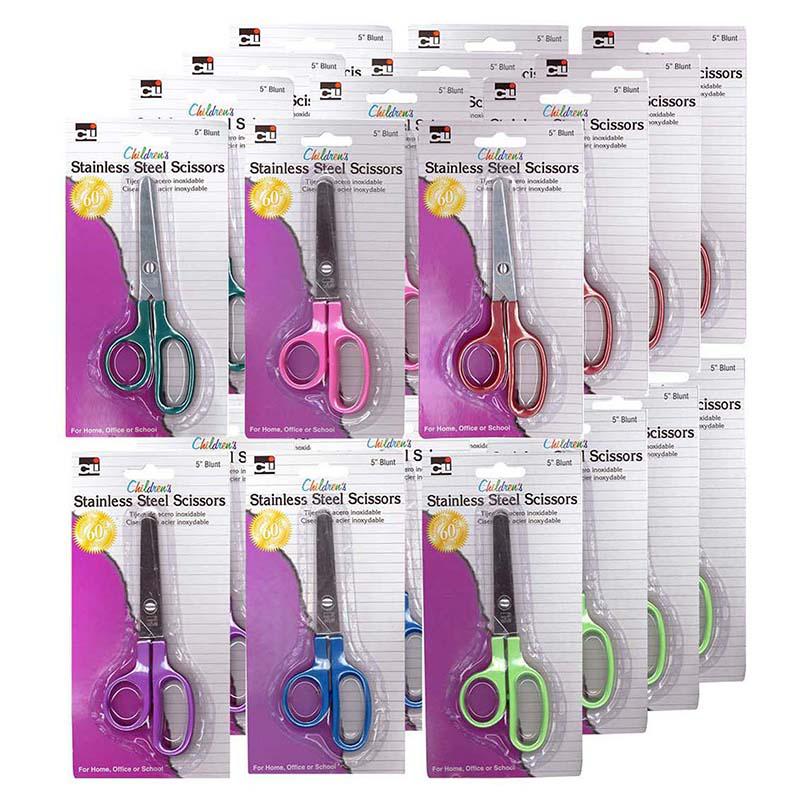 Children's 5" Scissors, Blunt Tip, Assorted Colors, Pack of 24. Picture 1