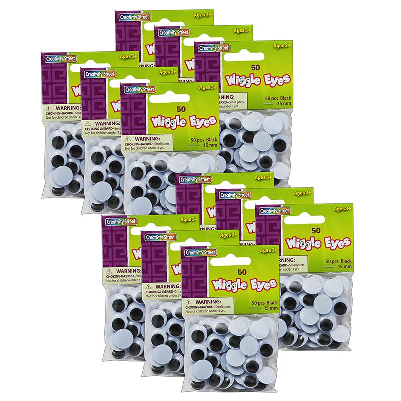 Wiggle Eyes, Black, 15 mm, 50 Per Pack, 12 Packs. Picture 1