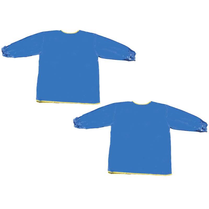 Long Sleeve Plastic Art Smock, Ages 3+, Blue, 22" x 18", Pack of 2. Picture 1
