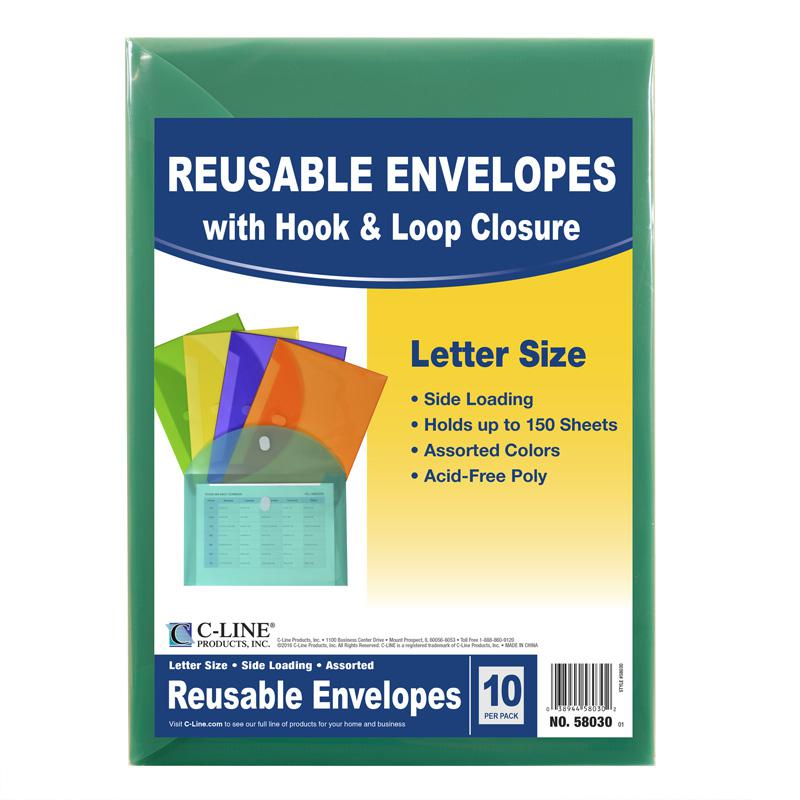 Xl Reusable Envelopes 10 Pk, With Hook & Loop Closure. Picture 1