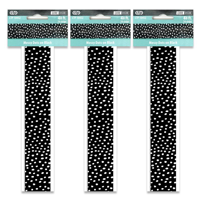 Messy Dots on Black EZ Border, 48 Feet Per Pack, 3 Packs. Picture 1