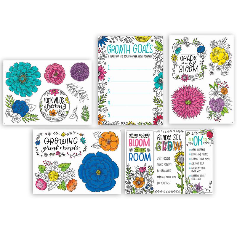 Bright Blooms Blooming Minds Bulletin Board Set. Picture 1
