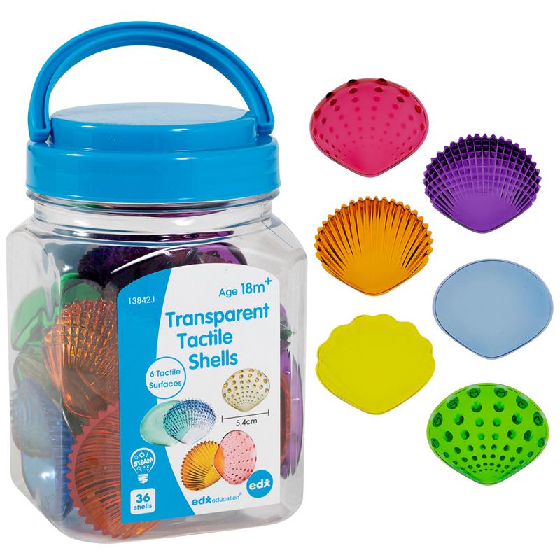 Tactile Shells - Transparent - Mini Jar - Set of 36. Picture 1