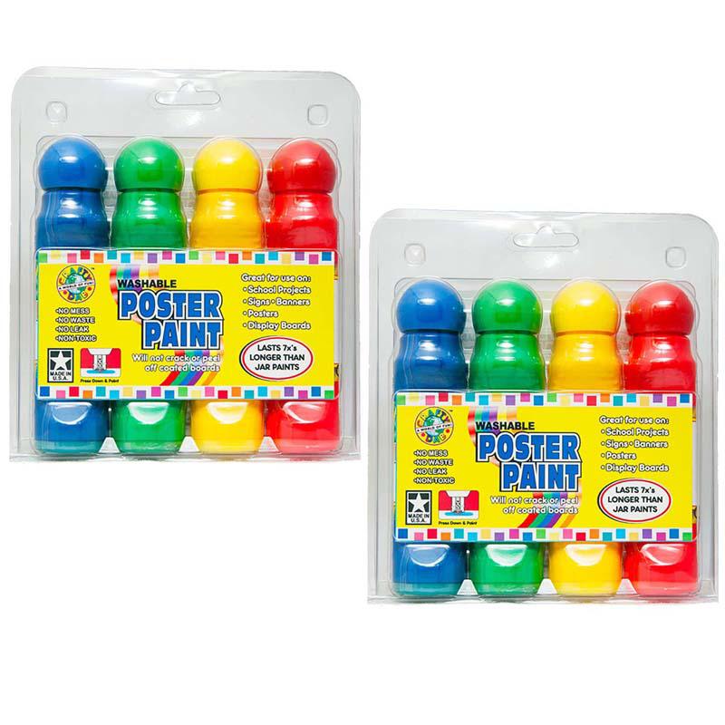 Washable Poster Paint Markers, Assorted Colors, 4 Per Pack, 2 Packs. Picture 1