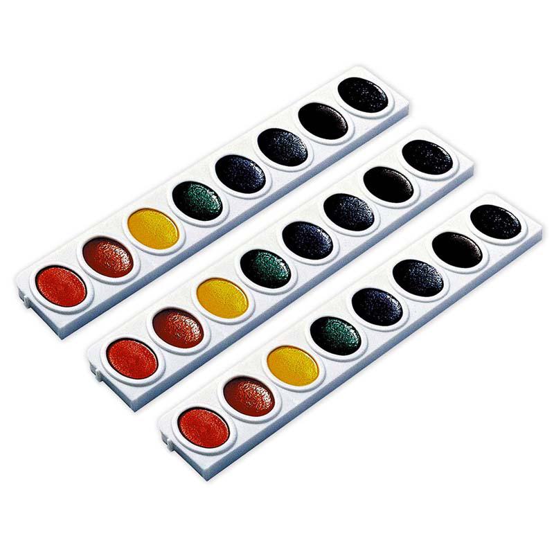 Watercolors, Oval Pan Refill Tray, 8 Colors, 3 Refills Per Pack, 3 Packs. Picture 1