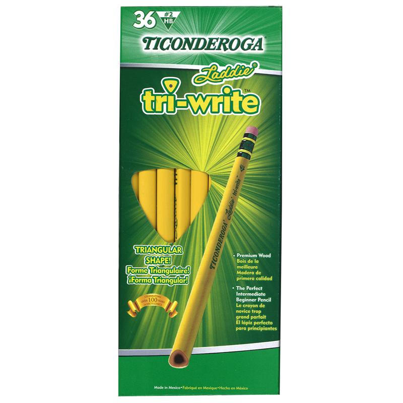 Ticonderoga Laddie Tri-Write Pencil, HB #2, Yellow Barrel, 36/Box. Picture 1