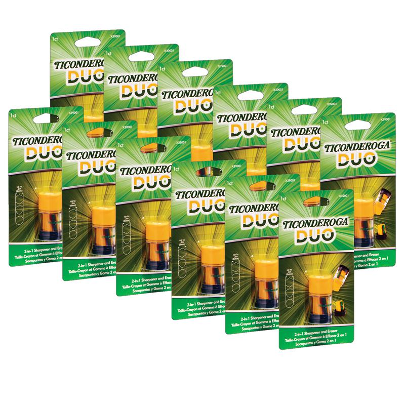 DUO Sharpener/Eraser, Green and Yellow, Pack of 12. Picture 1