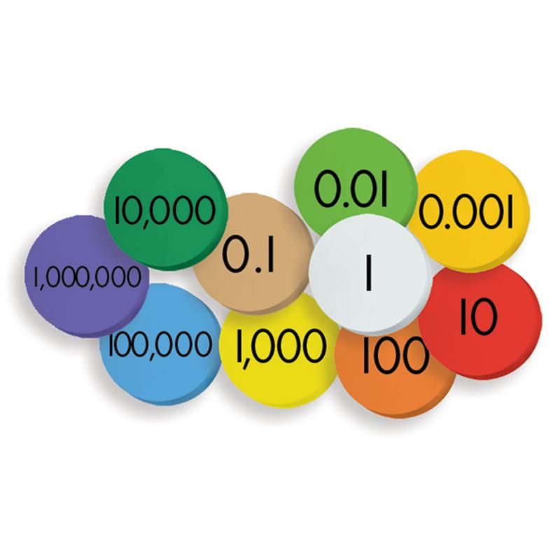 10-Value Decimals To Whole Numbers, Place Value Discs Set. The main picture.
