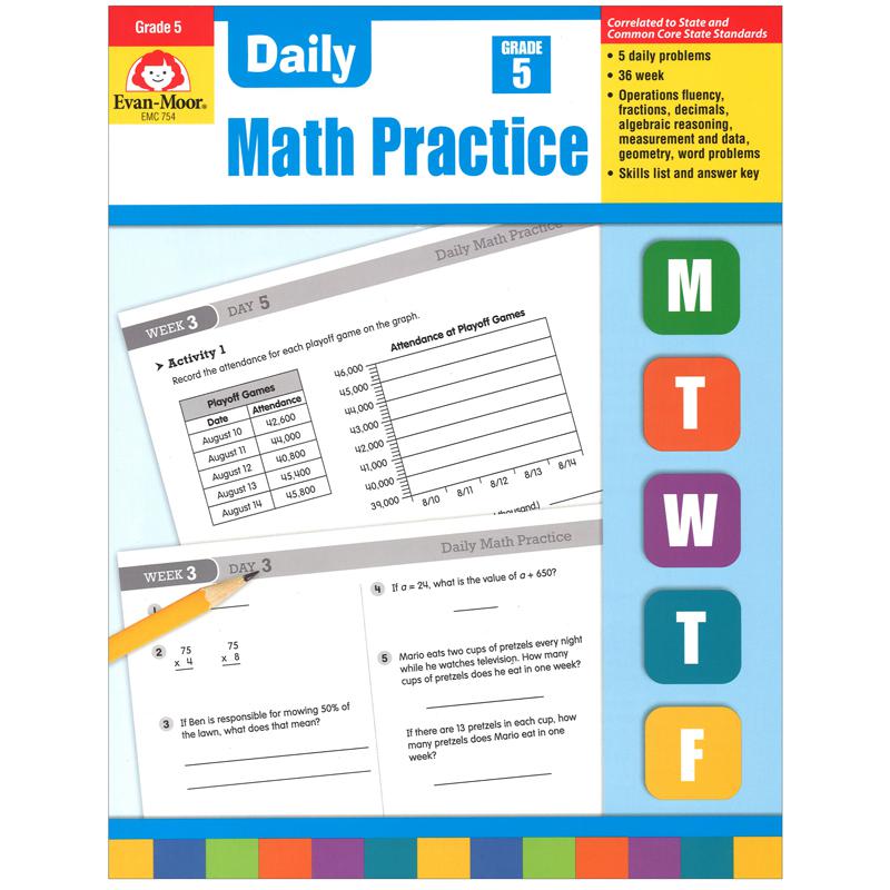 DAILY MATH PRACTICE GR 5. The main picture.