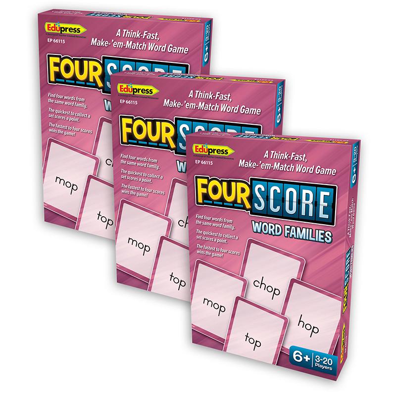 Four Score Card Game: Word Families, Pack of 3. Picture 1