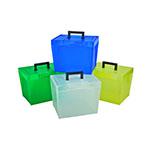 Pendaflex Economy File Box with Handle - External Dimensions: 13.5" Width x 10.3" Depth x 10.9" Height - Plastic - Clear, Yellow, Green, Blue - Document - 1 / Each. Picture 2