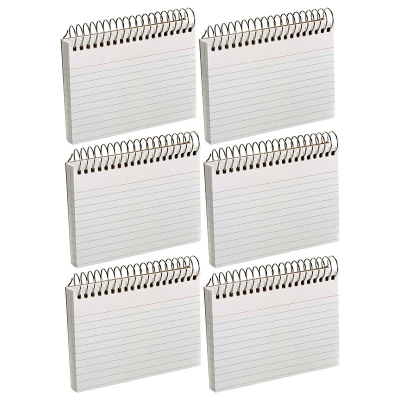 Spiral Index Cards, 3" x 5", White, Ruled, 50 Per Pack, 6 Packs. Picture 1
