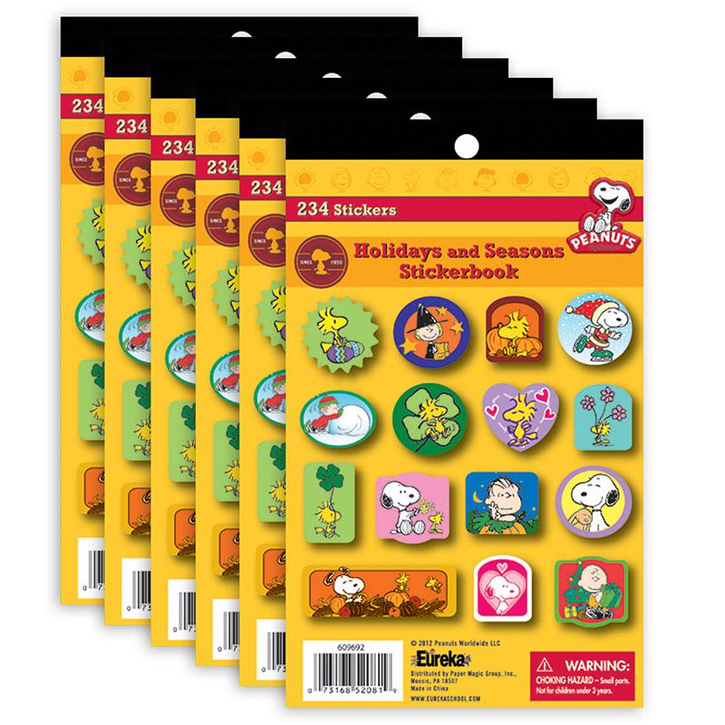 Peanuts Seasons and Holidays Sticker Book, Pack of 6. Picture 1