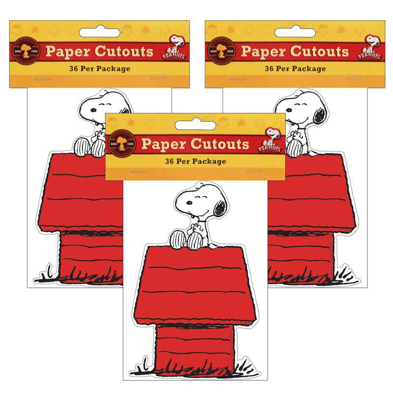 Snoopy on Dog House Paper Cut Outs, 36 Per Pack, 3 Packs. Picture 1