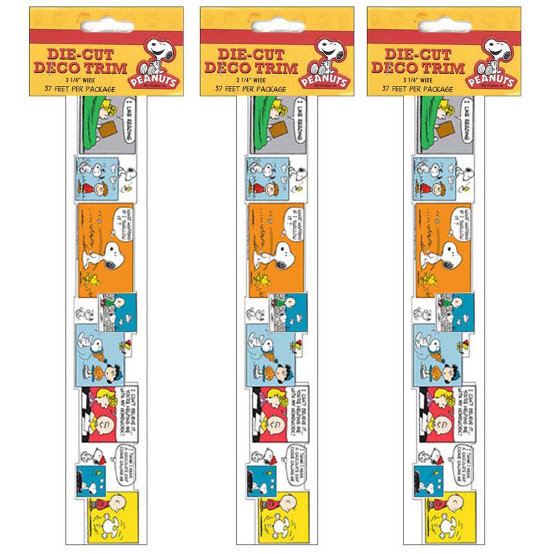 Peanuts Comic Blocks Extra Wide Die Cut Deco Trim, 37 Feet Per Pack, 3 Packs. Picture 1