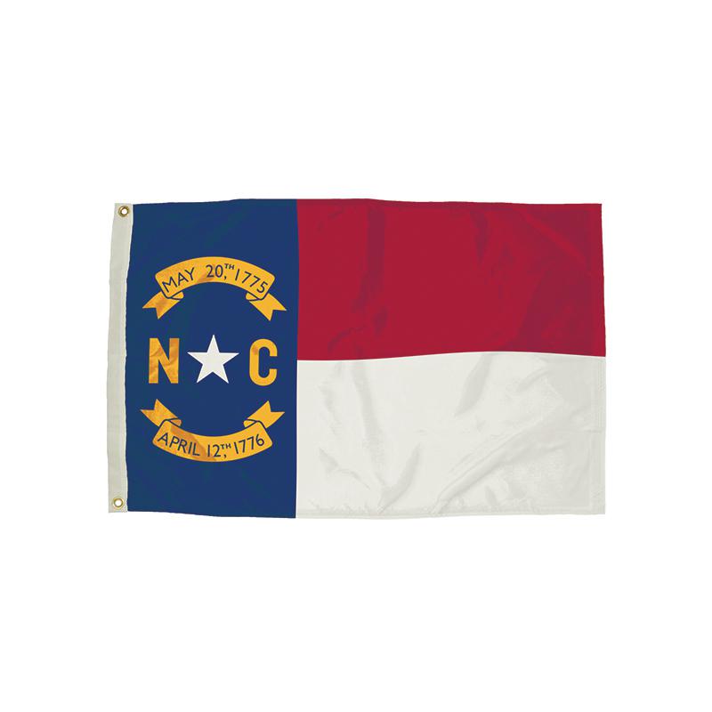 3X5 NYLON NORTH CAROLINA FLAG HEADING & GROMMETS. Picture 1