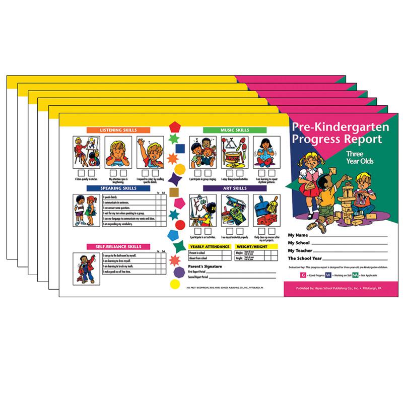 Pre-Kindergarten Progress Report (3 year olds), 10 Per Pack, 6 Packs. Picture 1