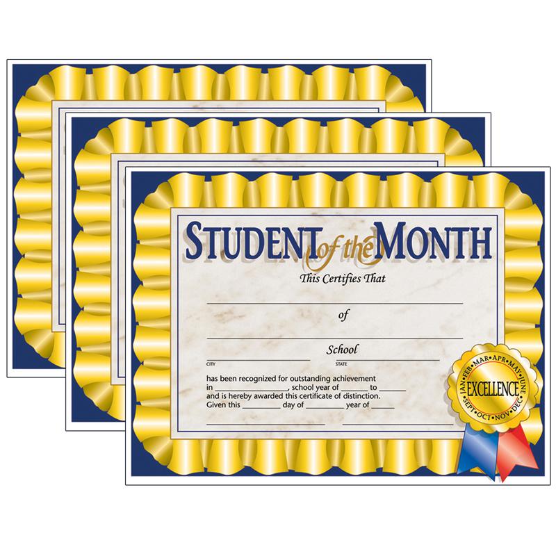 Student of the Month Certificate, 8.5" x 11", 30 Per Pack, 3 Packs. Picture 1