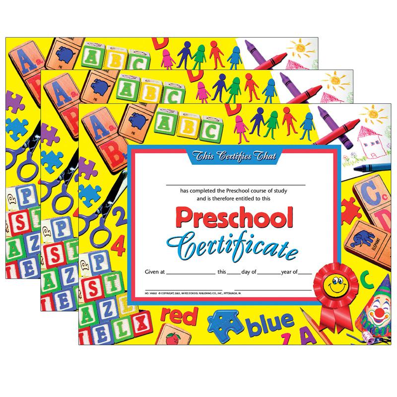 Preschool Certificate, 8.5" x 11", 30 Per Pack, 3 Packs. Picture 1