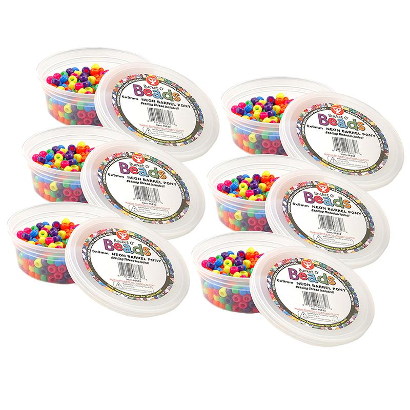 Bucket O’ Beads, Neon Barrel, 6 x 9 mm, 375 Per Pack, 6 Packs. Picture 1